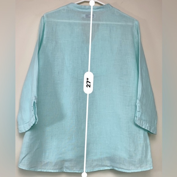 Vineyard Vines Linen Tunic Top 3/4 Sleeve Pullover Blouse Light Aqua Sz S - Picture 7 of 7